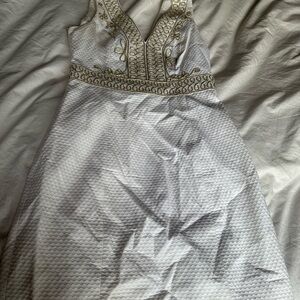 Lilly Pulitzer White Dress with Gold Embroidery